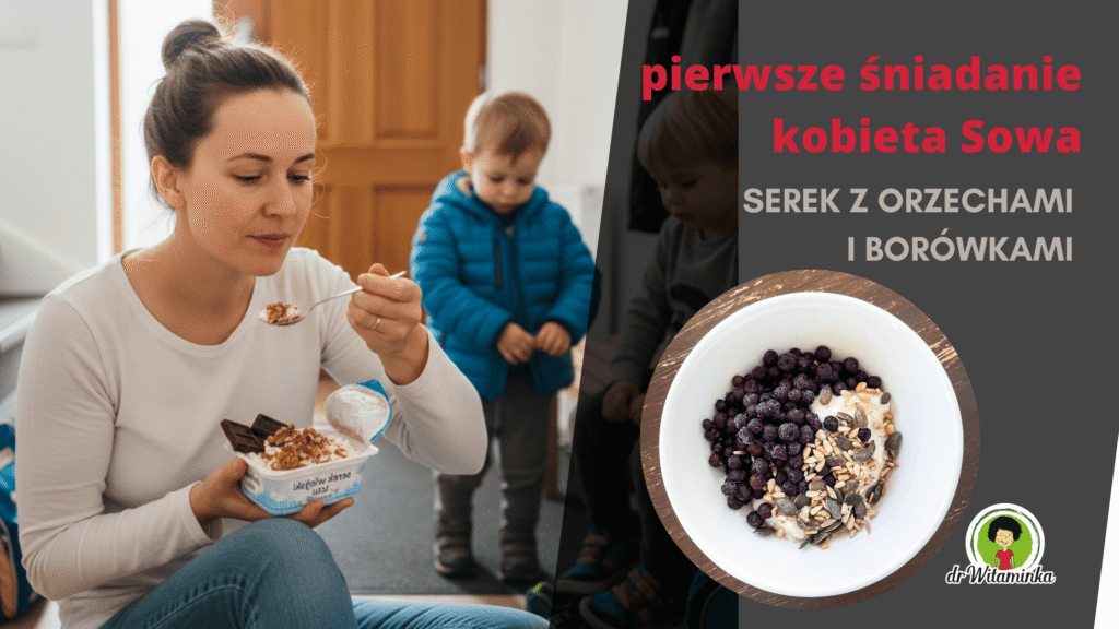 kobieta typ sowa je sniadanie bialkowo tluszczowe w biegu