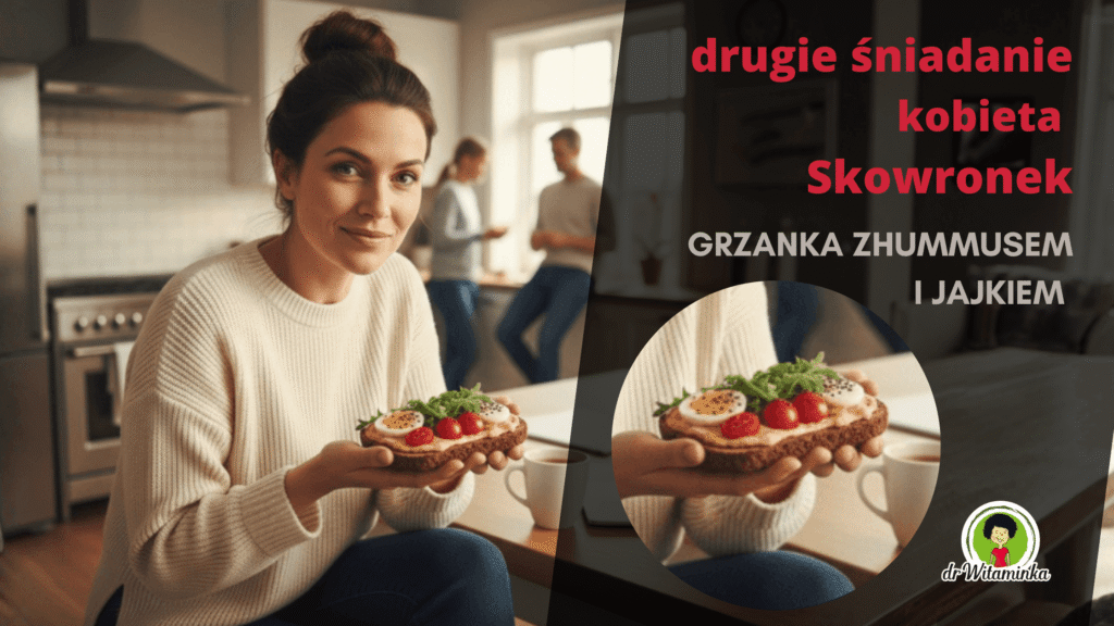 mama skowronek je dwugie sniadanie w biurze
