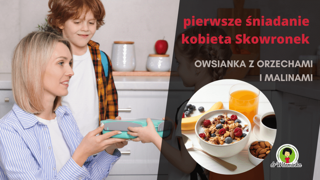 mama skowronek z dziecmi w kuchni rano