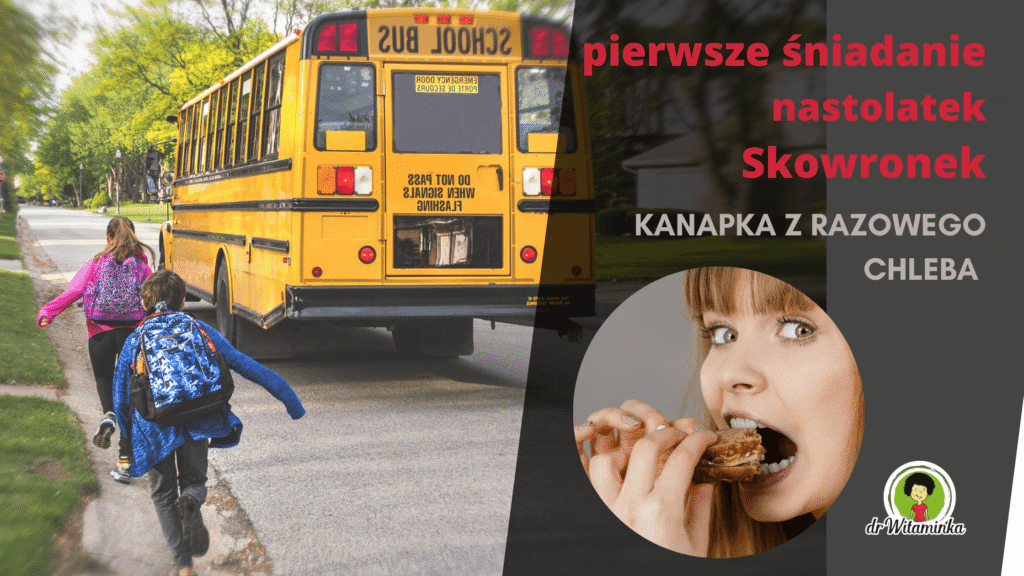 nastolatek je pierwsze sniadanier w biegu na autobus szkolny