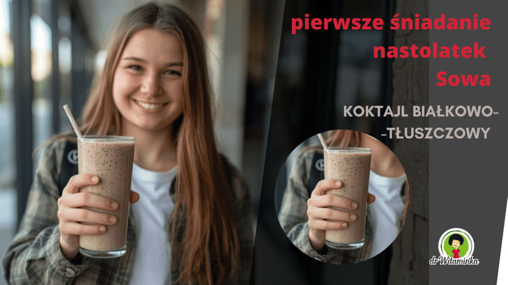 nastolatek sowa poije na sniadanie koktajl białkowo tluszczowy